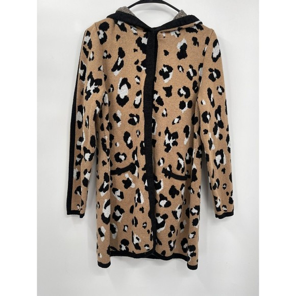 CHICOS Leopard Hooded‎ Sweater Cardigan Size 3 XL - Picture 1 of 7
